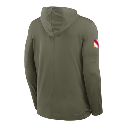 Michigan Wolverines Military Appreciation Forest Green Hoodie T-Shirt - Back View