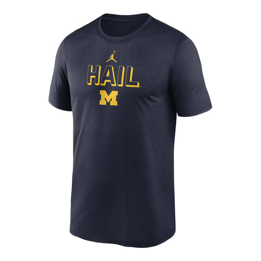 Michigan Wolverines Jordan Hail to the Victors Navy Short Sleeve Tee - Front View