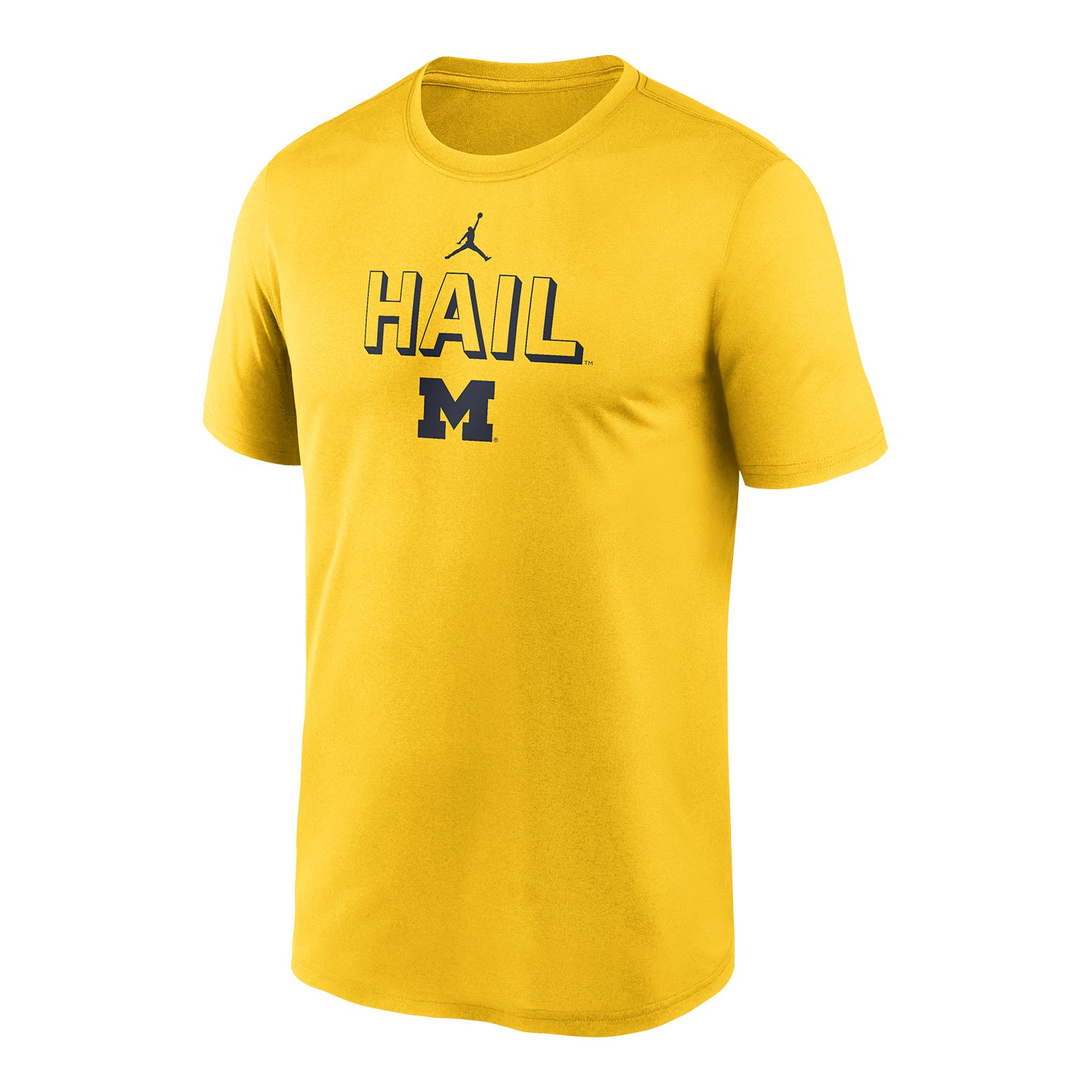 Michigan Wolverines Jordan Hail to the Victors Maize Short Sleeve Tee In Yellow - Front View