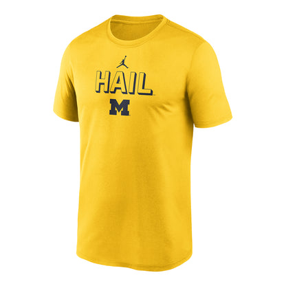 Michigan Wolverines Jordan Hail to the Victors Maize Short Sleeve Tee In Yellow - Front View