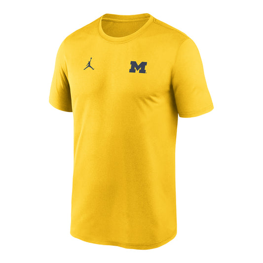 Michigan Wolverines Jordan Maize Block M Short Sleeve Tee In Yellow - Front View