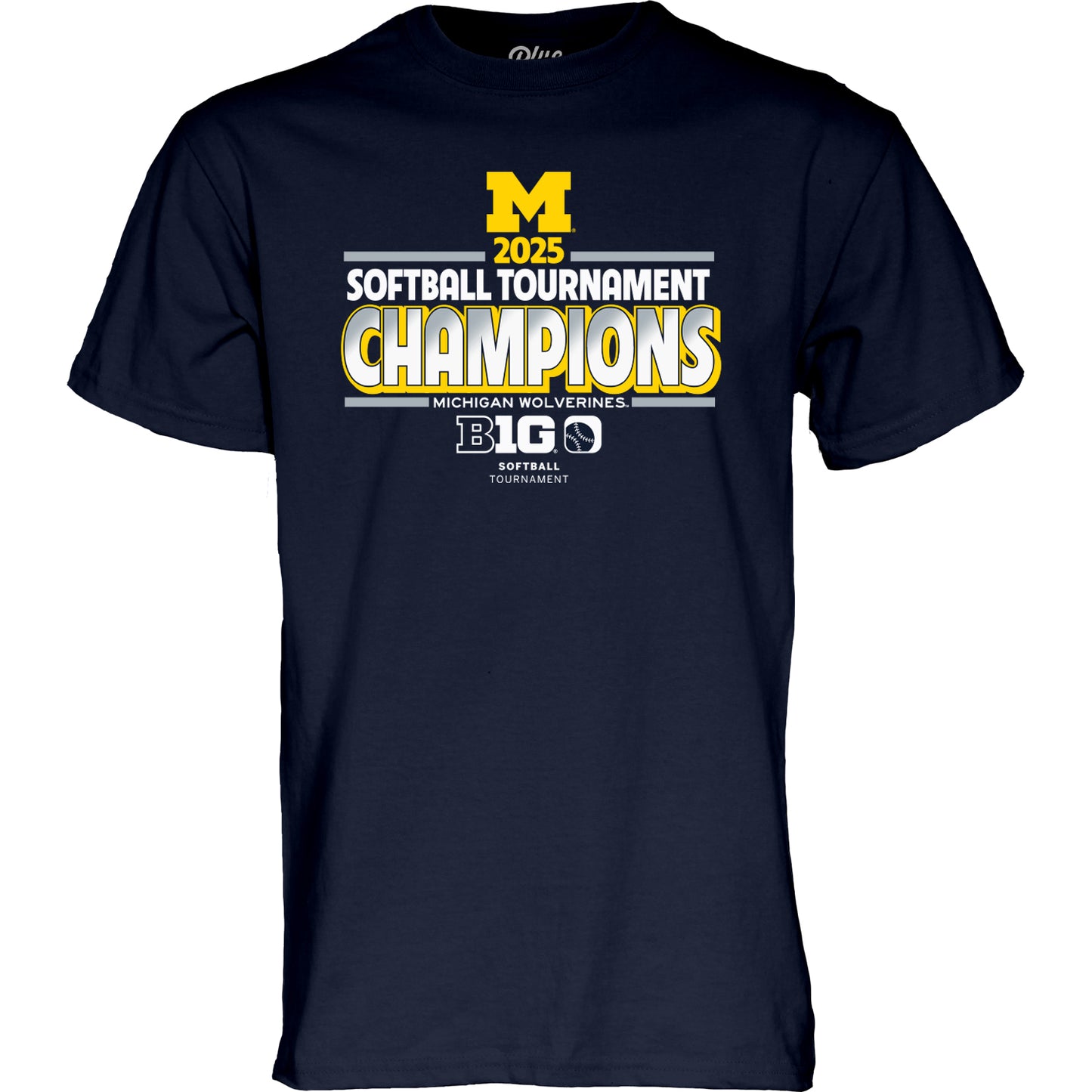 Michigan Wolverines Big Ten Softball Champions T-Shirt In Navy - Front View