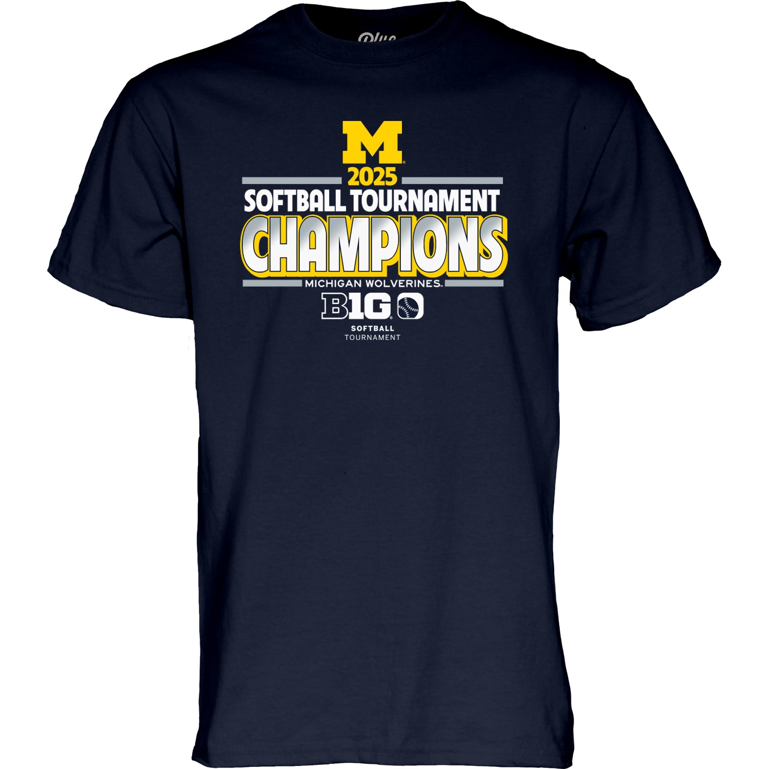 Michigan Wolverines Big Ten Softball Champions T-Shirt In Navy - Front View
