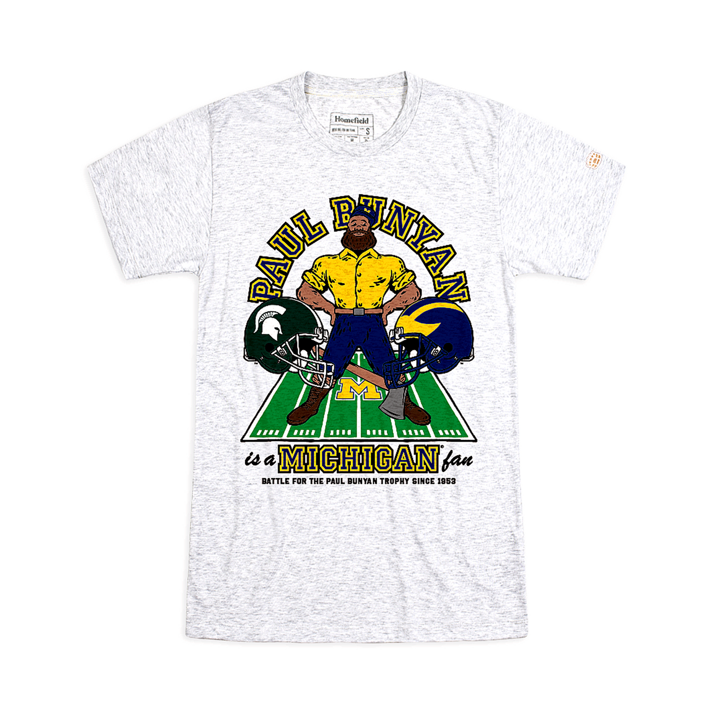 Michigan Wolverines "Paul Bunyan is a Michigan Fan" T-Shirt In Grey - Front View