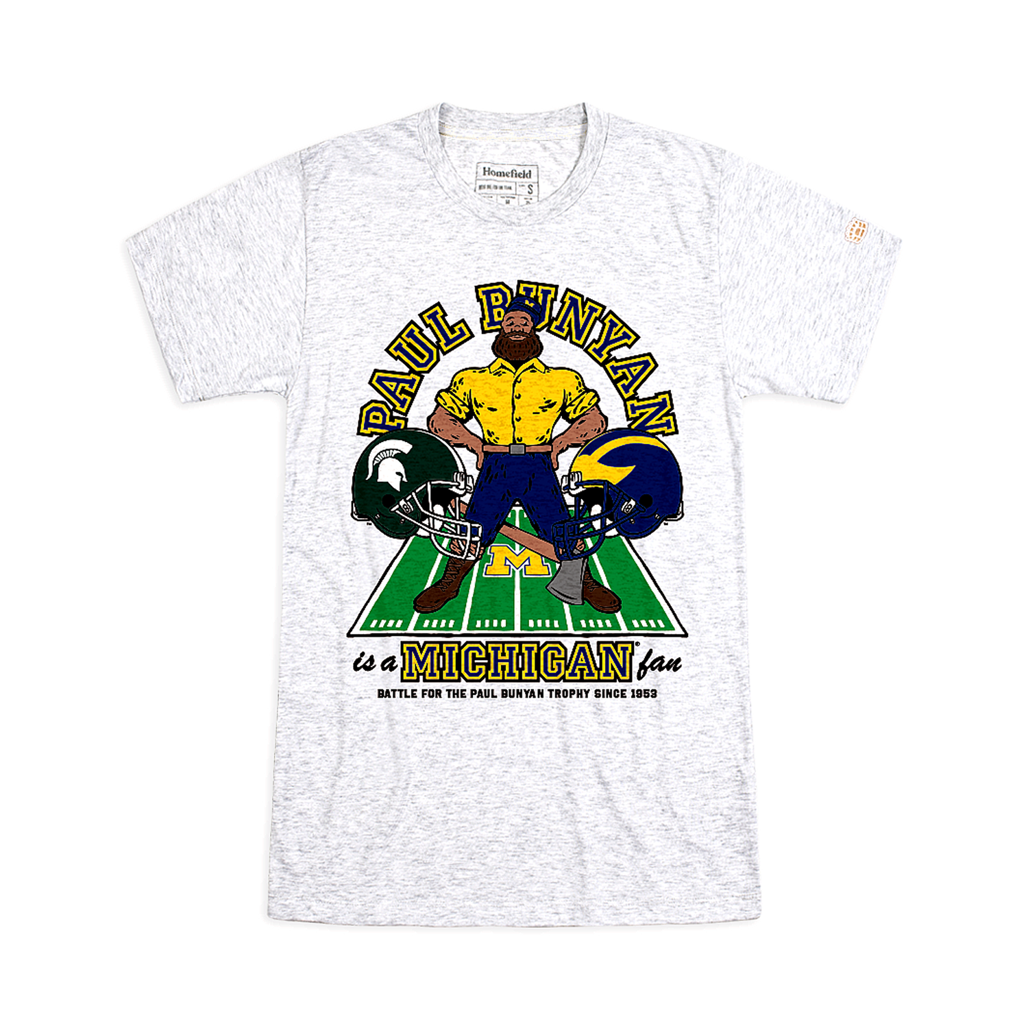 Michigan Wolverines "Paul Bunyan is a Michigan Fan" T-Shirt In Grey - Front View