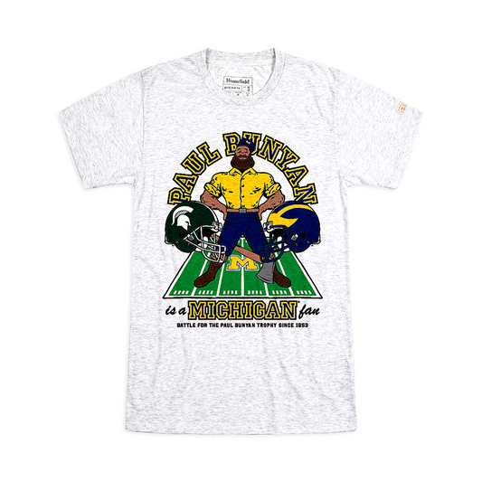 Michigan Wolverines "Paul Bunyan is a Michigan Fan" T-Shirt In Grey - Front View