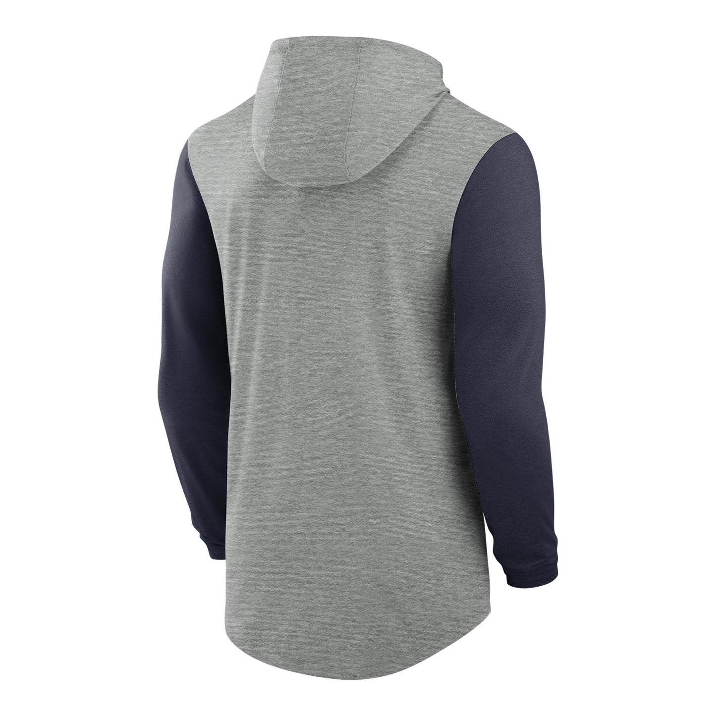 Michigan Wolverines Jordan Brand Basketball Color-Block Tri-Blend Dri-FIT Long Sleeve Hooded Tee In Grey - Back View