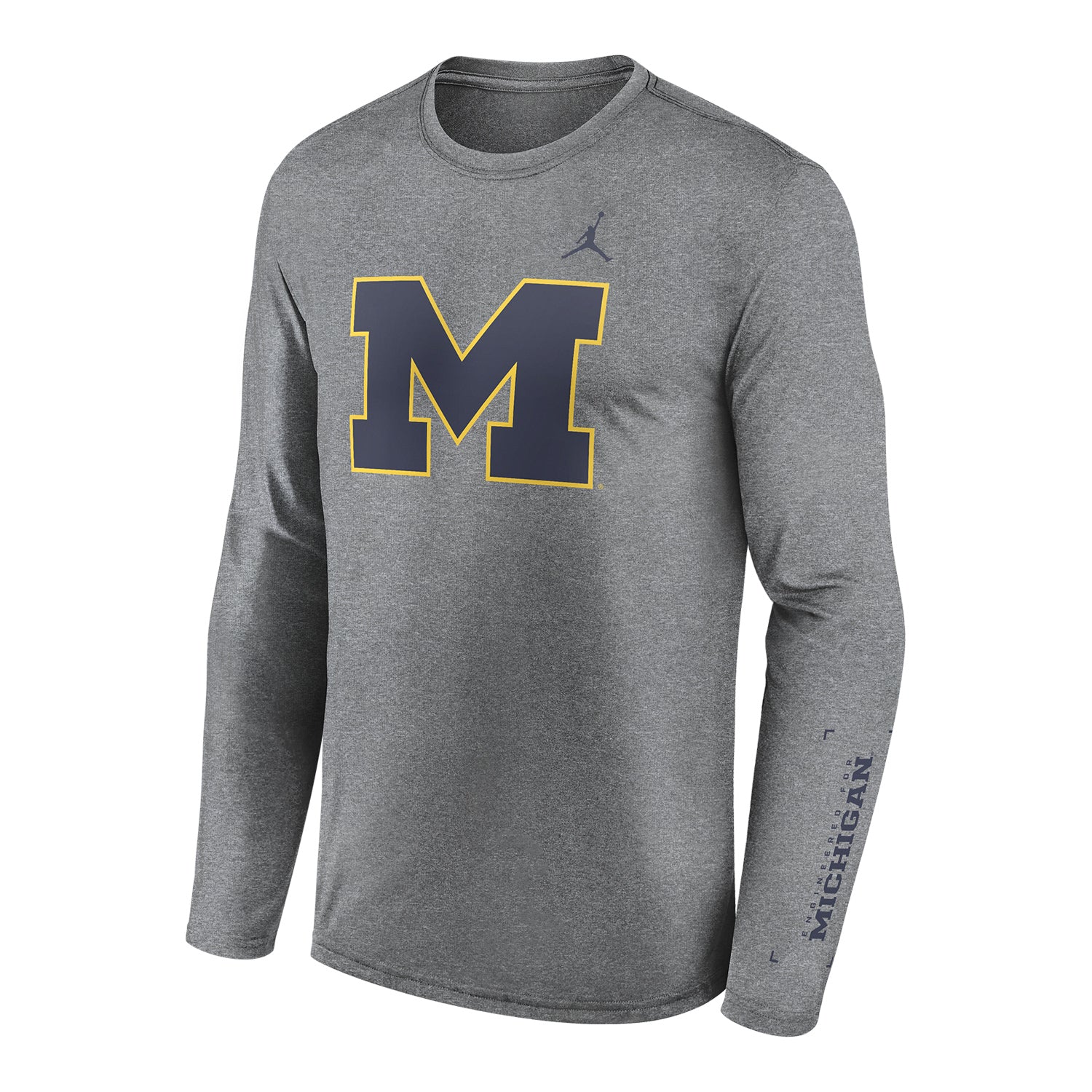 Michigan Wolverines Jordan Brand Basketball Legend Courtside Grey Long Sleeve T-Shirt - Front View