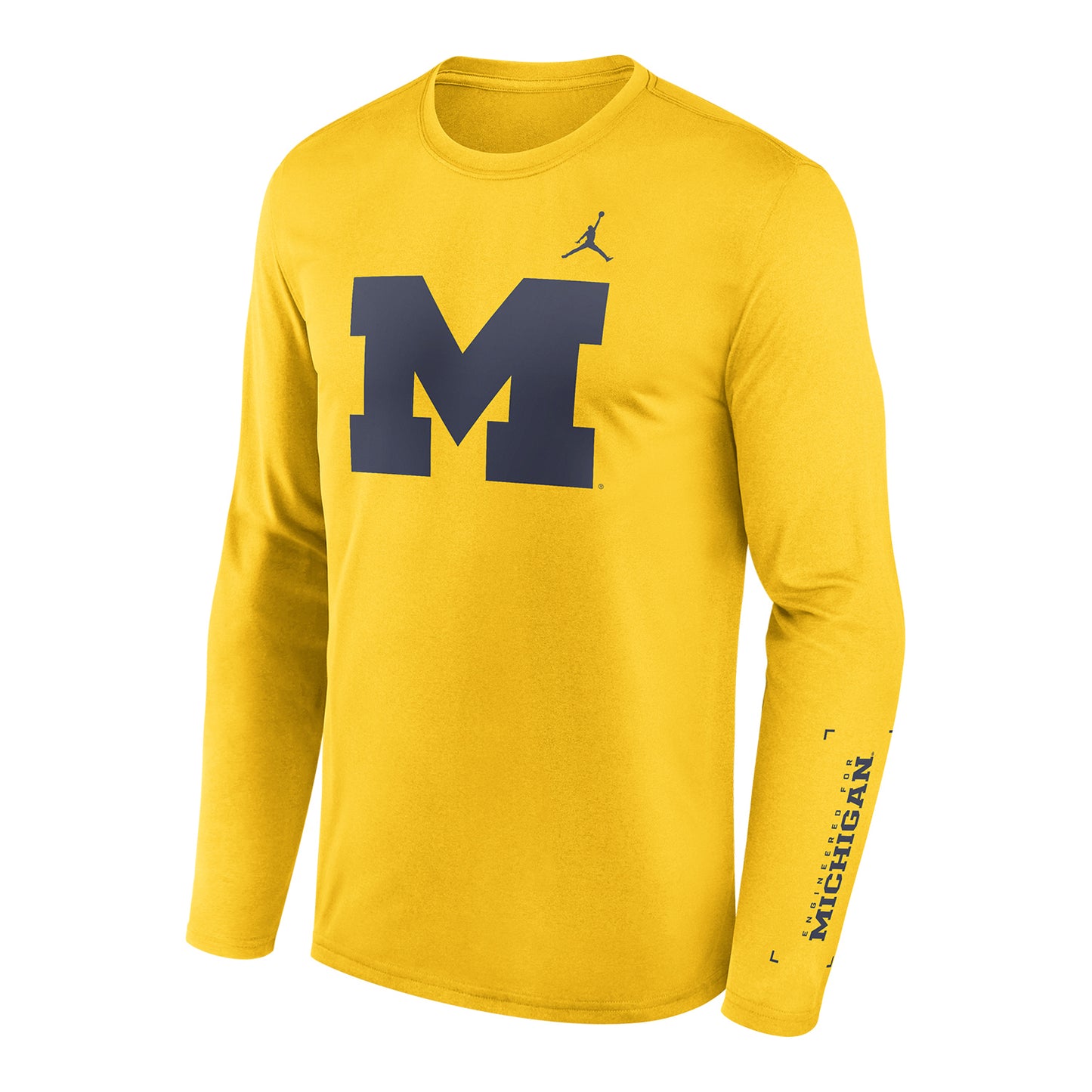 Michigan Wolverines Jordan Brand Basketball Legend Courtside Yellow Long Sleeve T-Shirt - Front View