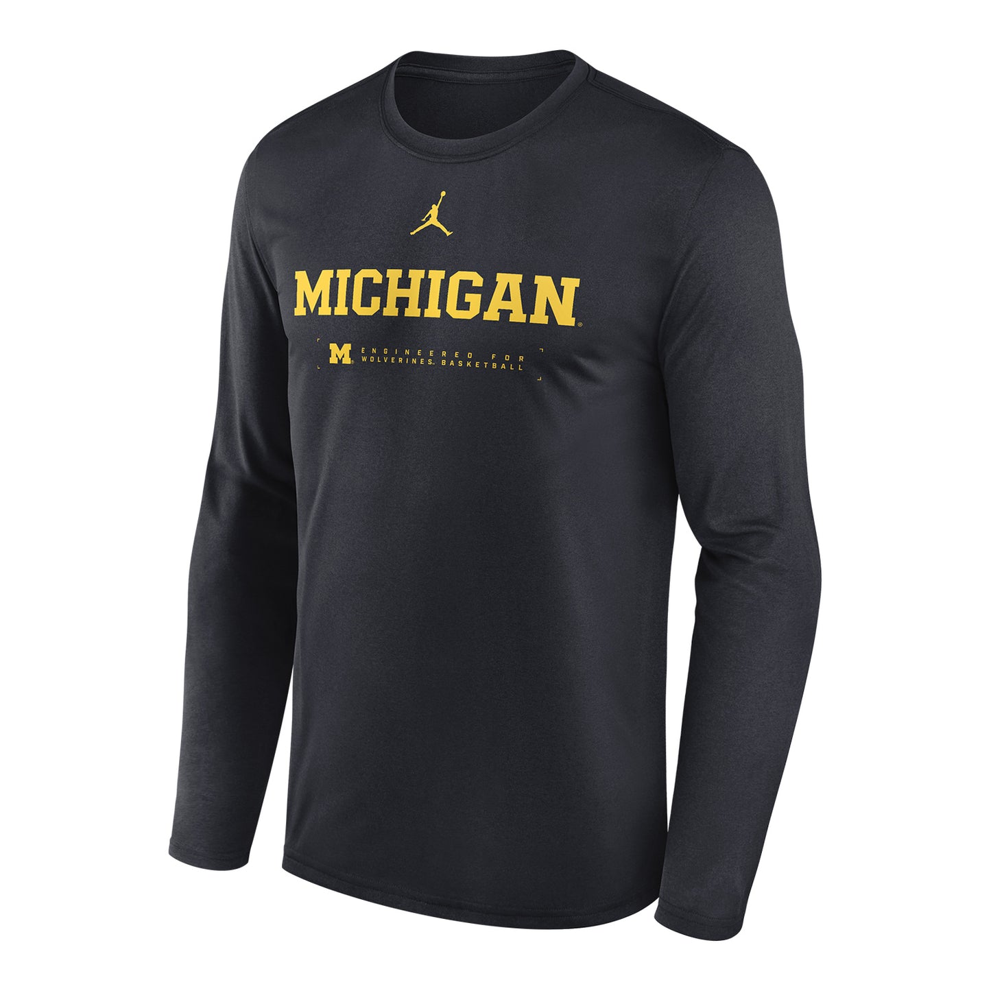 Michigan Wolverines Jordan Brand Basketball Pitch Blue Dri-FIT Shooting Long Sleeve T-Shirt - Front View