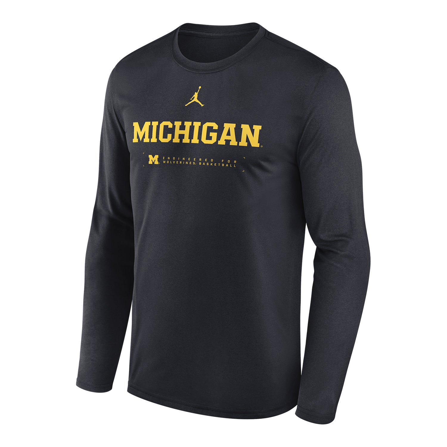Michigan Wolverines Jordan Brand Basketball Pitch Blue Dri-FIT Shooting Long Sleeve T-Shirt - Front View
