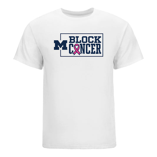 Michigan Wolverines Block Cancer Pink Ribbon T-Shirt