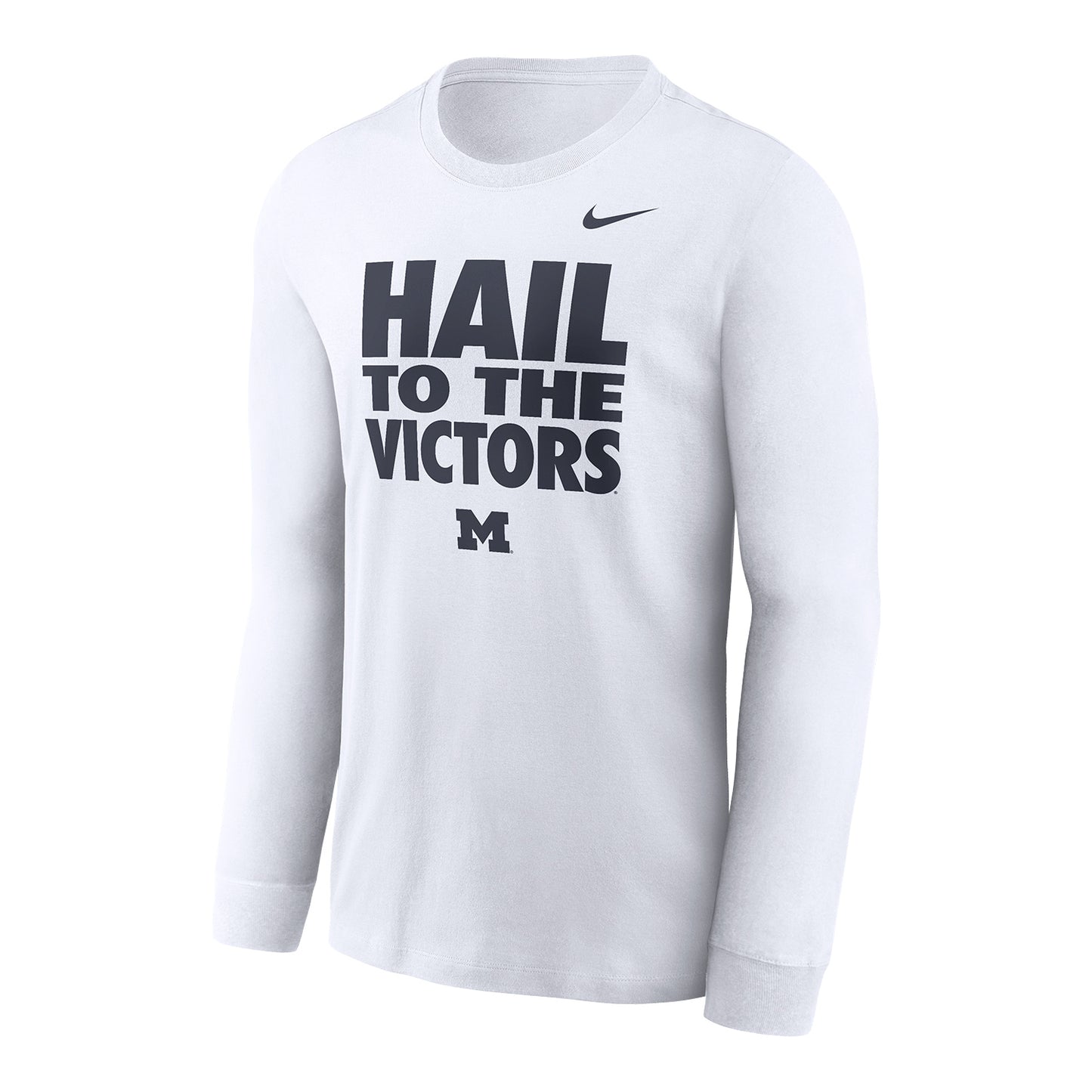 Michigan Wolverines Nike White Dri-Fit Long Sleeve T-Shirt - Front View