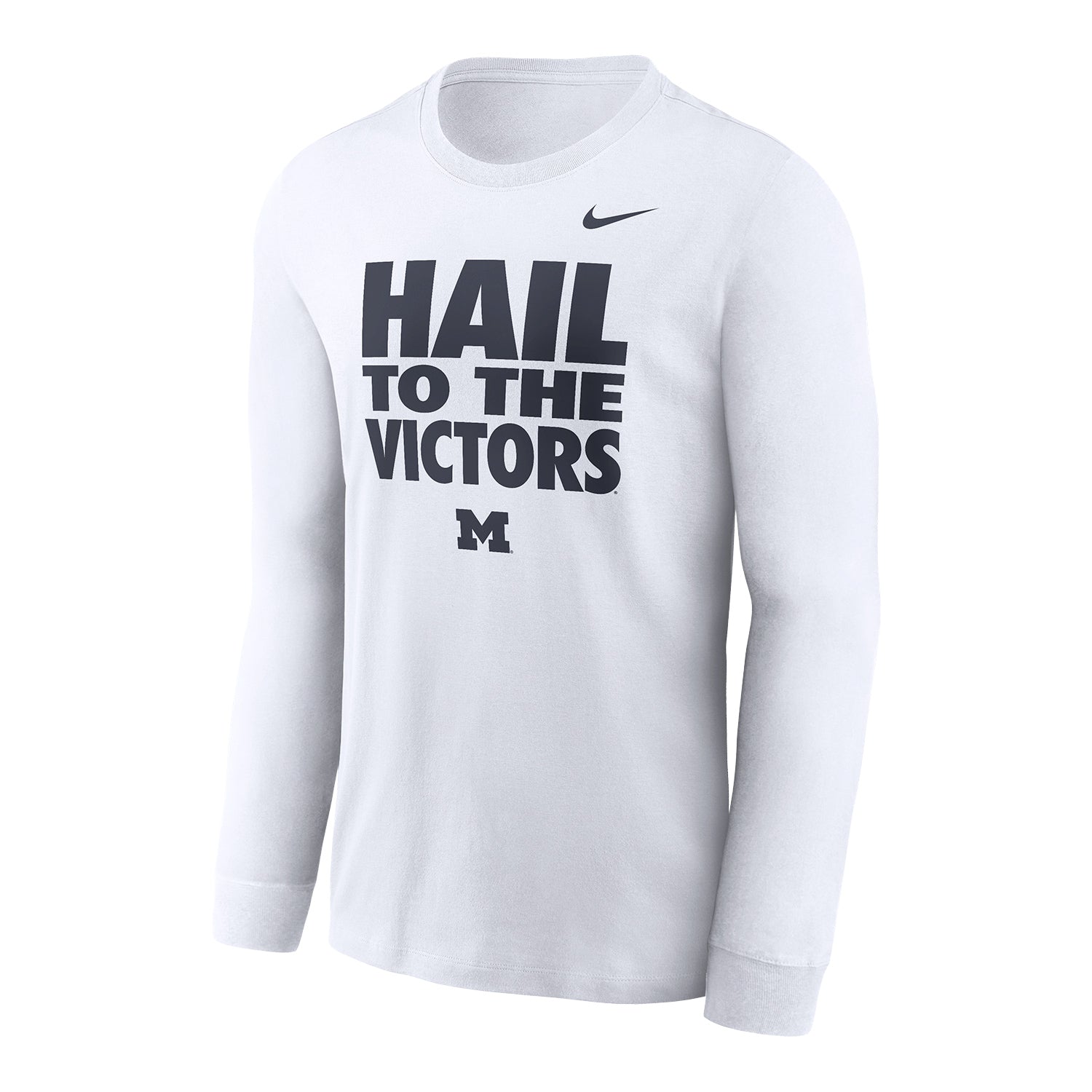 Michigan Wolverines Nike White Dri-Fit Long Sleeve T-Shirt - Front View