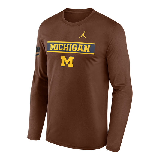 Michigan Wolverines Nike Jordan Brown Long Sleeve Military T-Shirt