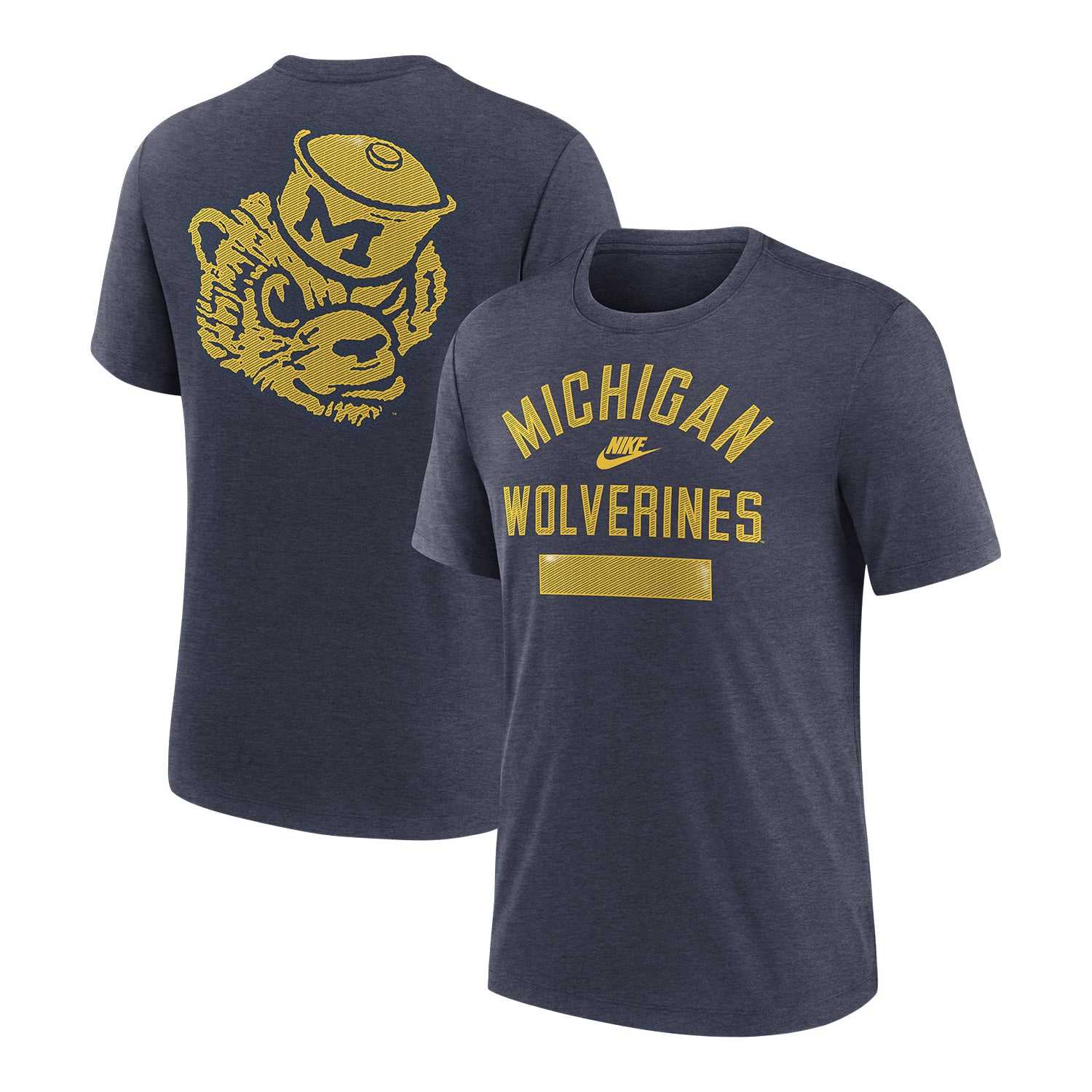 Michigan Wolverines Nike Navy Two Hit Vault Triblend T-Shirt - Full View