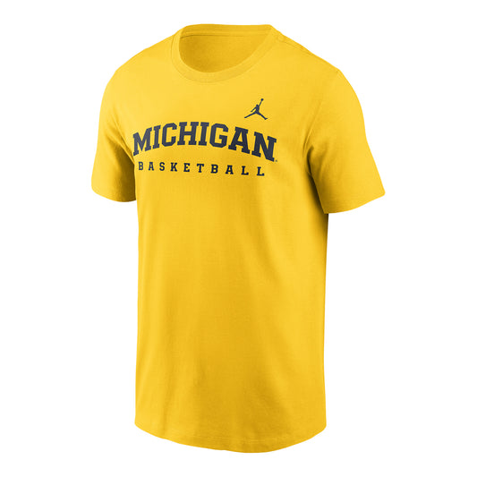 Michigan Wolverines Nike Grey Arched Wordmark Basketball T-Shirt