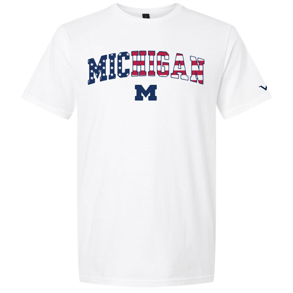 Michigan Wolverines Americana Logo White T-Shirt - Front View