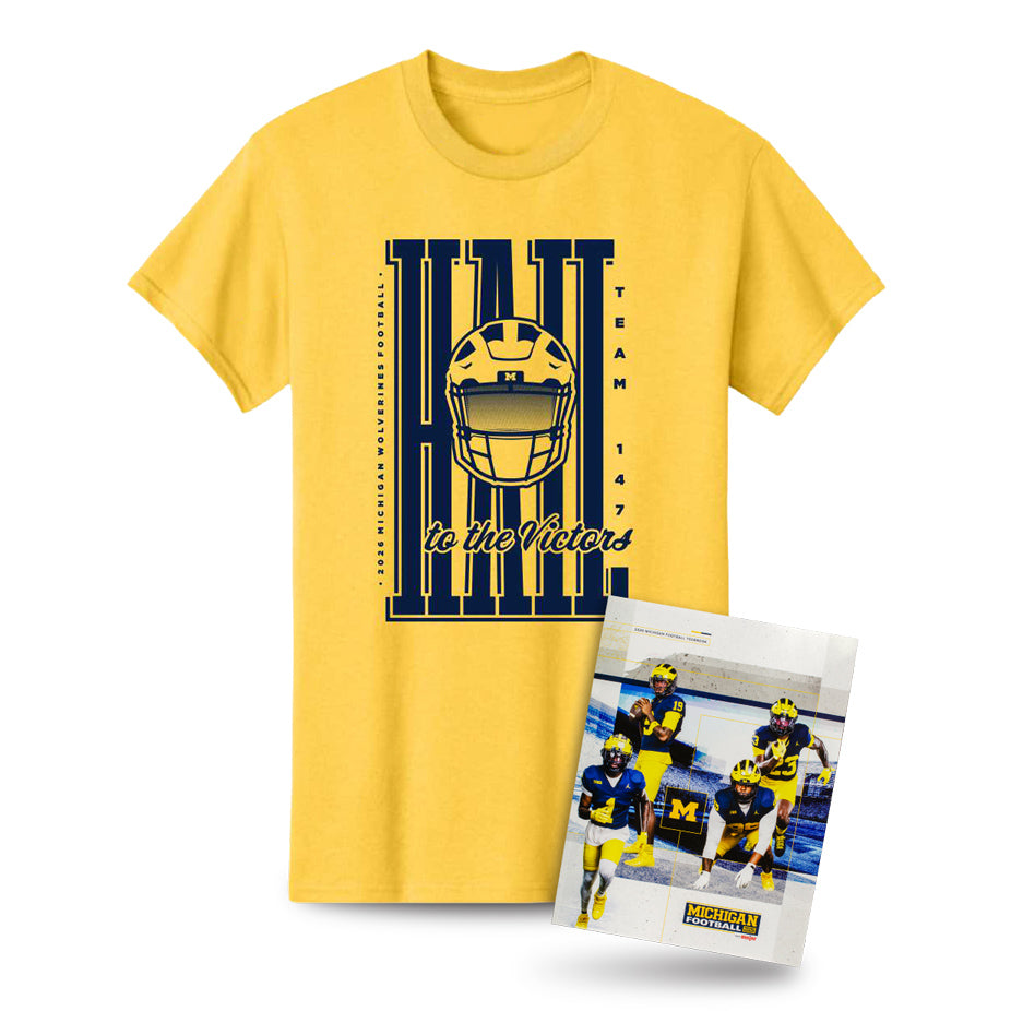 Michigan Wolverines 2026 Schedule T-Shirt & Yearbook Bundle