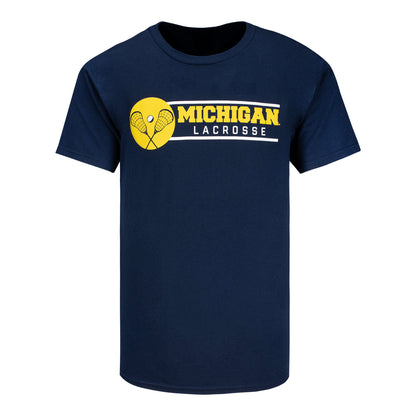 Michigan Wolverines Lacrosse Crossed Sticks Short Sleeve Tee