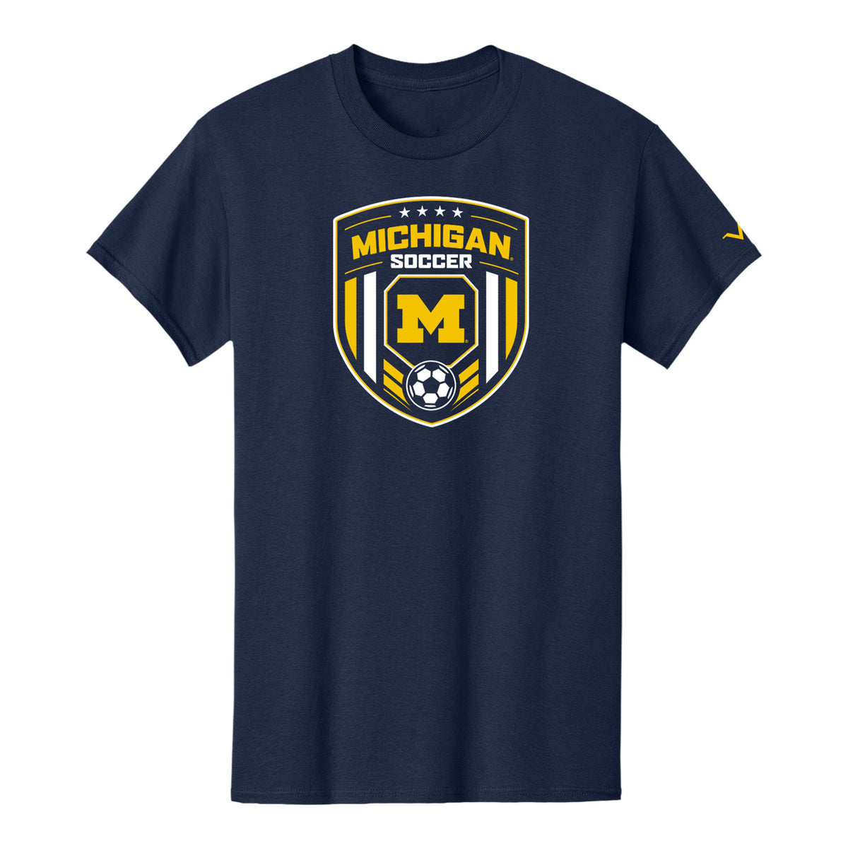 Michigan Wolverines Soccer Short Sleeve Shield Tee - Front View