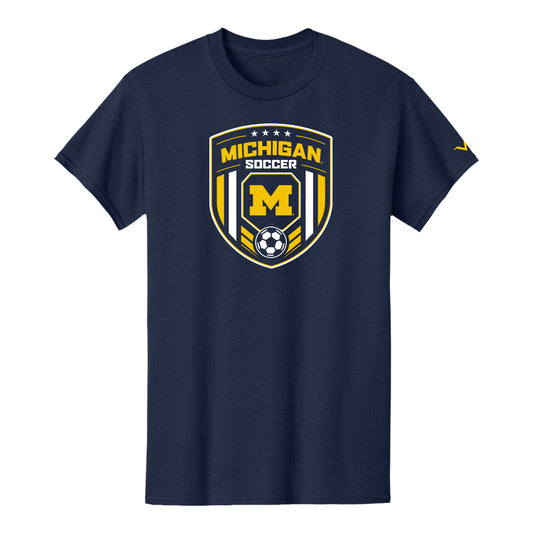 Michigan Wolverines Soccer Short Sleeve Shield Tee - Front View