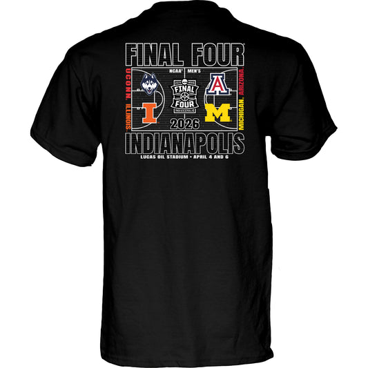Michigan Wolverines Men's Basketball Final Four 4-Team Court T-Shirt