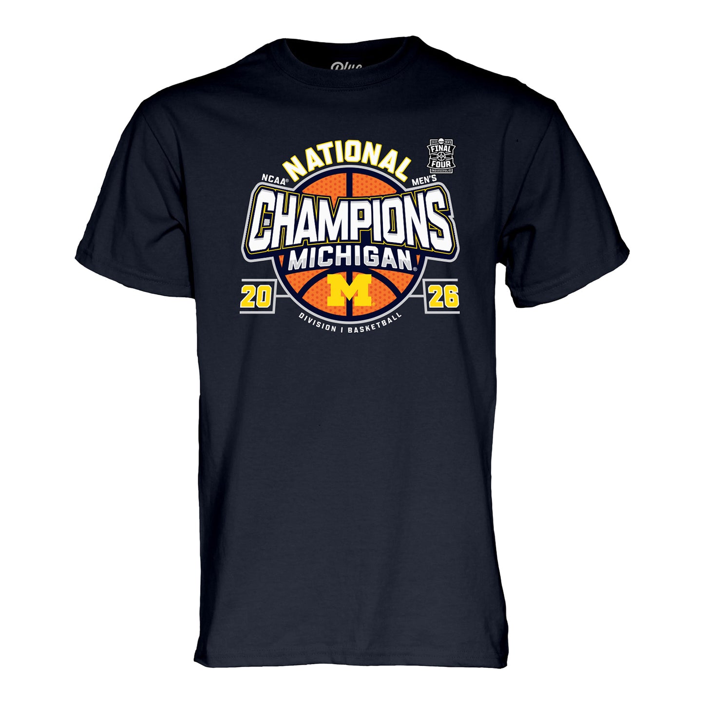 Michigan Wolverines Men's Basketball National Champions Big Text w/ Ball T-Shirt