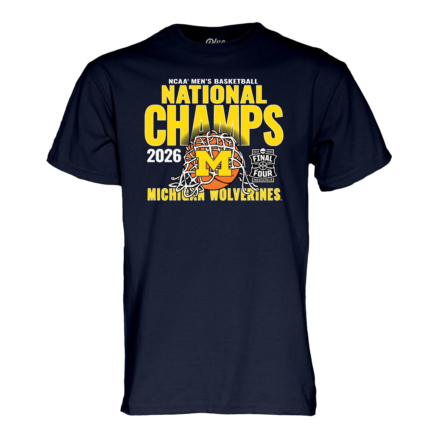 Michigan Wolverines Men's Basketball National Champions Cut Net Navy T-Shirt