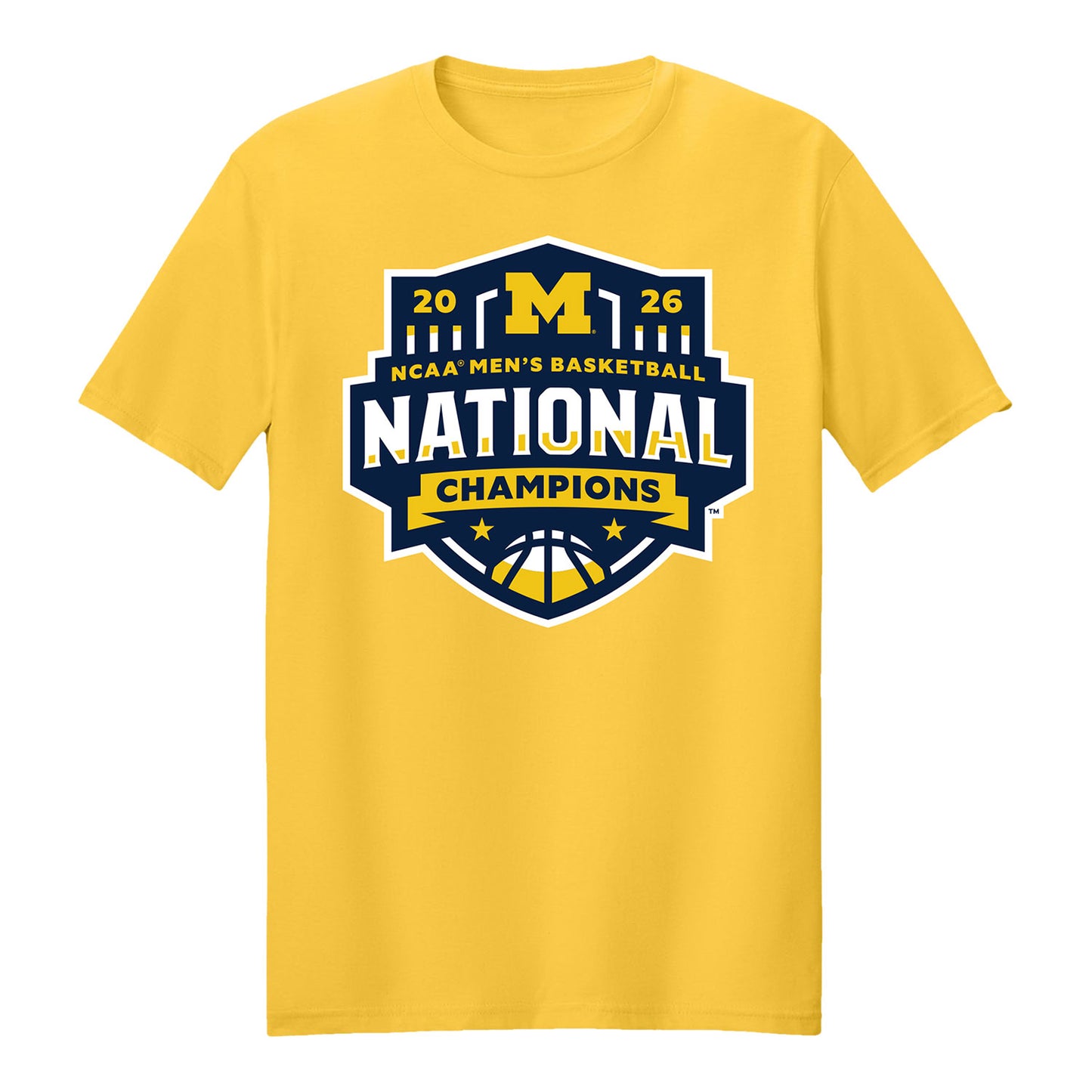 Michigan Wolverines Men's Basketball National Champions Maize Logo T-Shirt