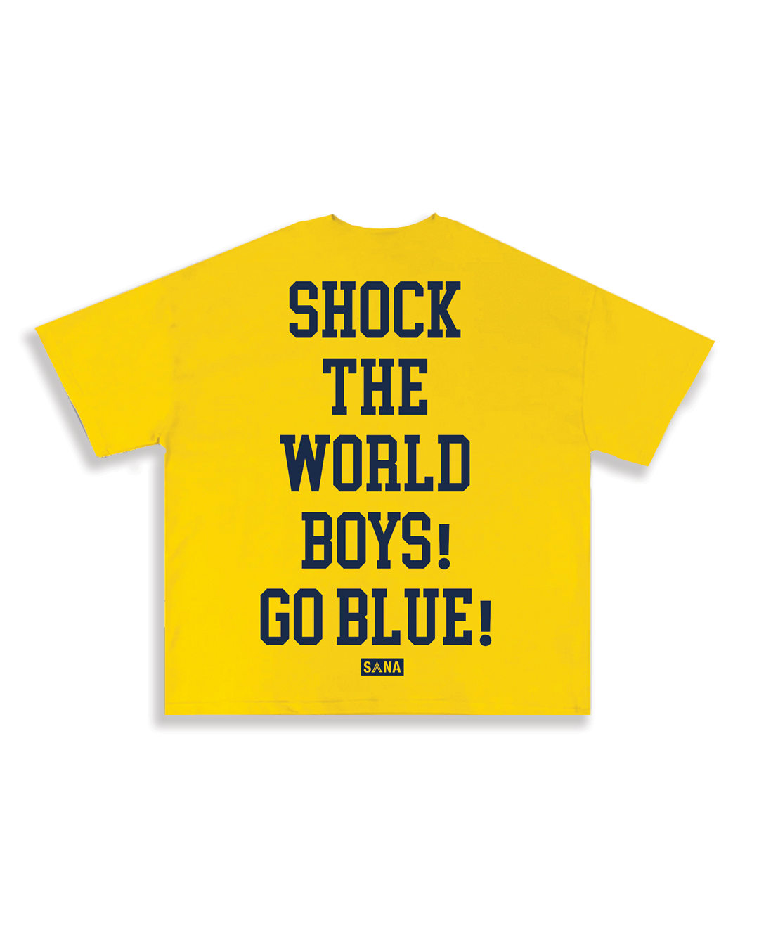 Michigan Wolverines Men's Basketball National Champions Yellow "Go Blue" T-Shirt - Back View