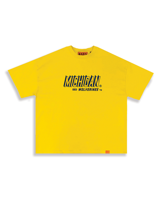 Michigan Wolverines Men's Basketball National Champions Yellow "Go Blue" T-Shirt - Front View
