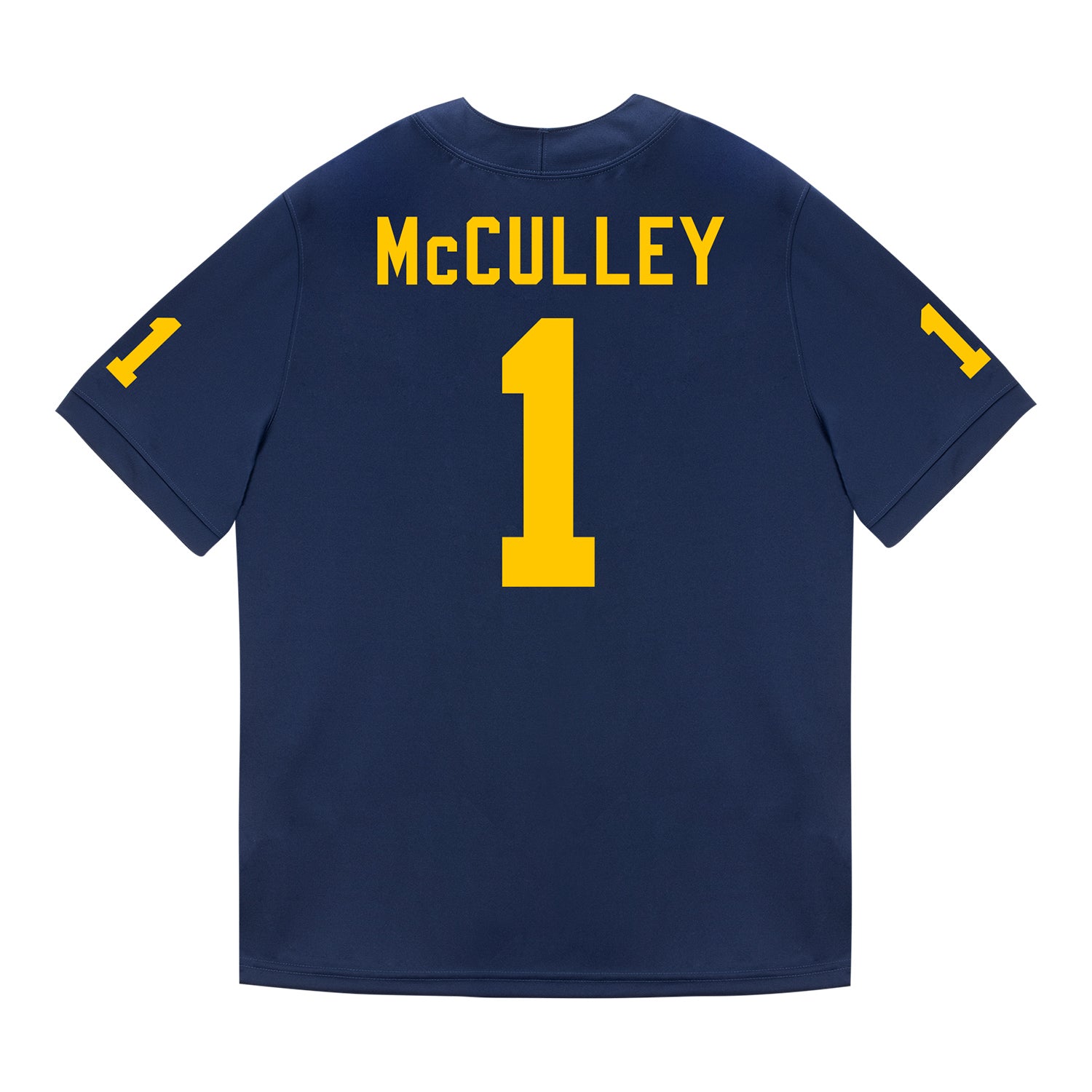 Michigan Wolverines #1 Donaven McCulley Student Athlete Blue Football Jersey - Back View