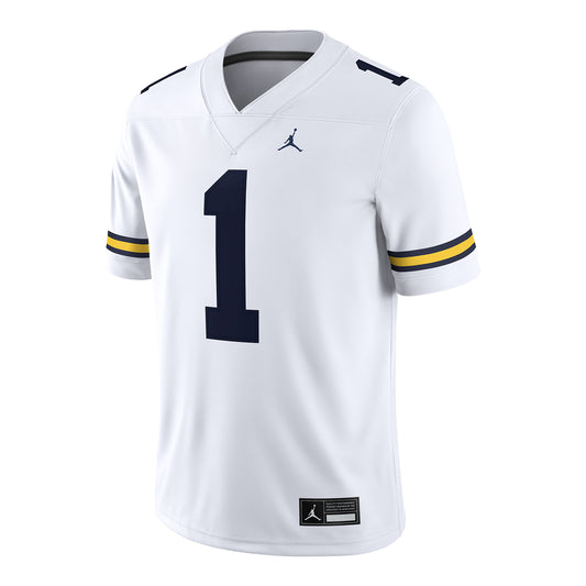 Michigan Wolverines Jordan Football #1 Away Jersey - Front View