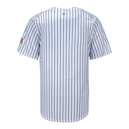 Michigan Wolverines Valiant White with Blue Pinstripe Baseball Jersey In White - Back View