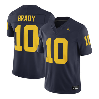 Michigan Wolverines Jordan Brand Limited Jersey #10 Tom Brady In Blue -Front & Back View