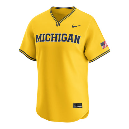 Michigan Wolverines Nike Maize Baseball Jersey - Front View