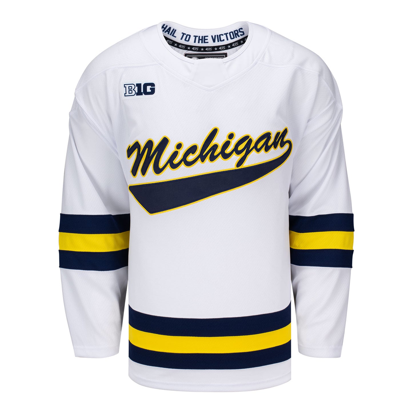 Michigan Wolverines Exclusive Pro Sports Men's White Hockey Jersey In White - Front View