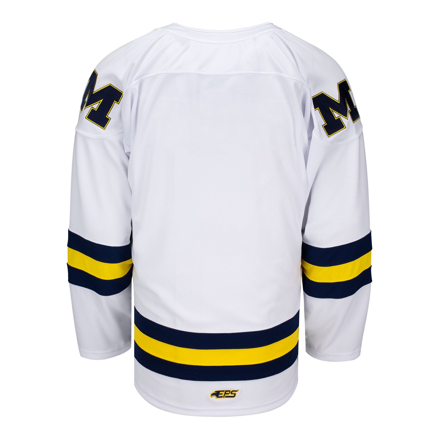 Michigan Wolverines Exclusive Pro Sports Men's White Hockey Jersey In White - Back View