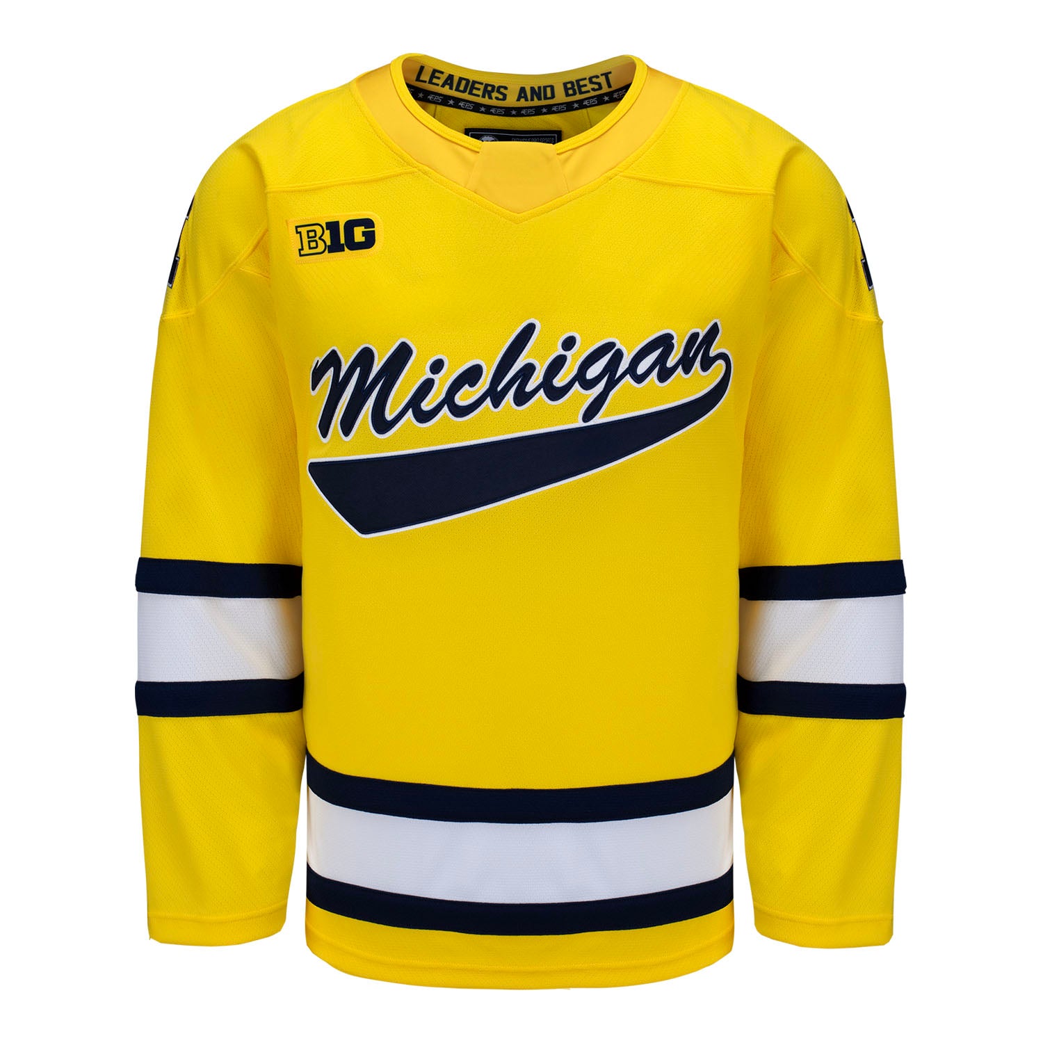 Michigan Wolverines Exclusive Pro Sports Men's Maize Hockey Jersey - Front View
