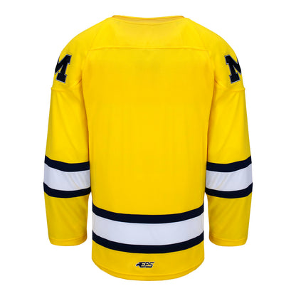 Michigan Wolverines Exclusive Pro Sports Men's Maize Hockey Jersey - Back View