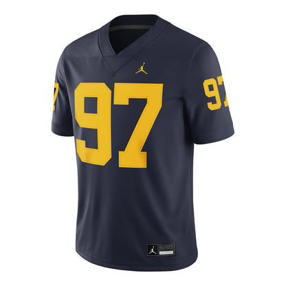 Michigan Wolverines Jordan Football #97 Aiden Hutchinson Blue Jersey