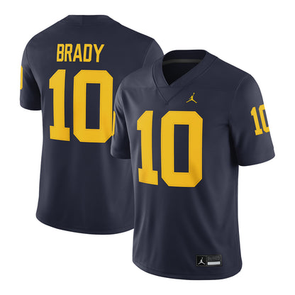Michigan Wolverines Jordan Football #10 Tom Brady Blue Jersey
