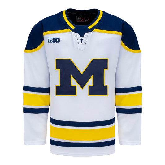 Michigan Wolverines Exclusive Pro Sports Men's Replica Block M White Hockey Jersey