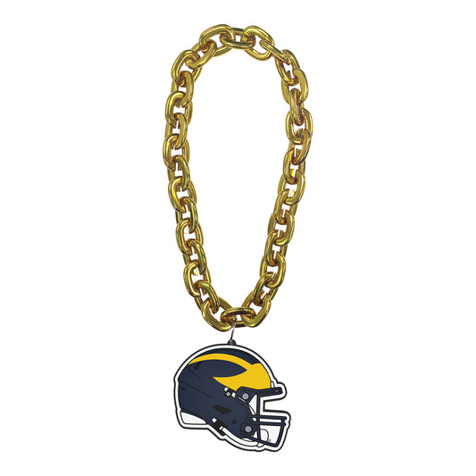 Michigan Wolverines Aminco Helmet Fan Chain Gold - Front View