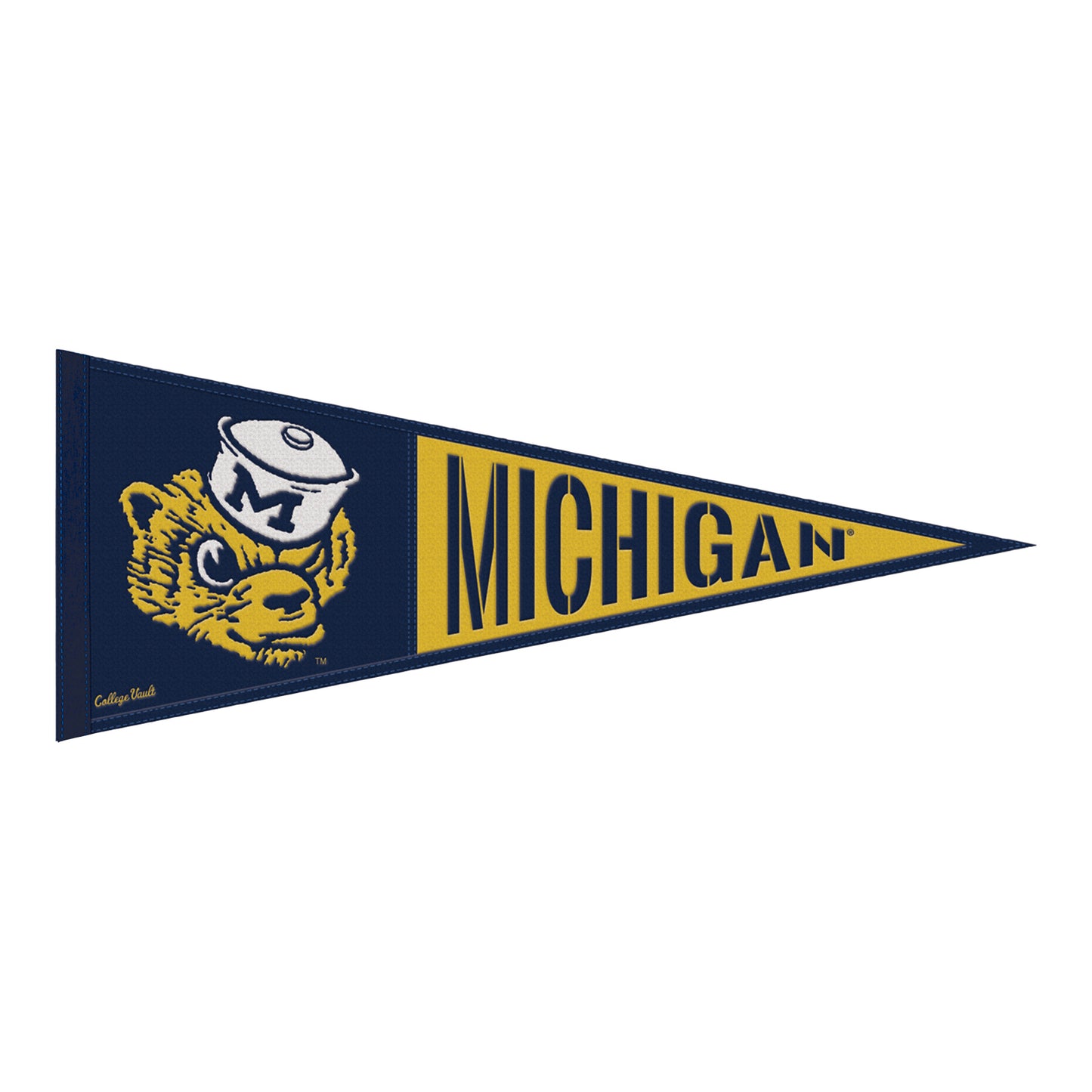 Michigan Wolverines 13x32 Vault Wool Pennant - Front View