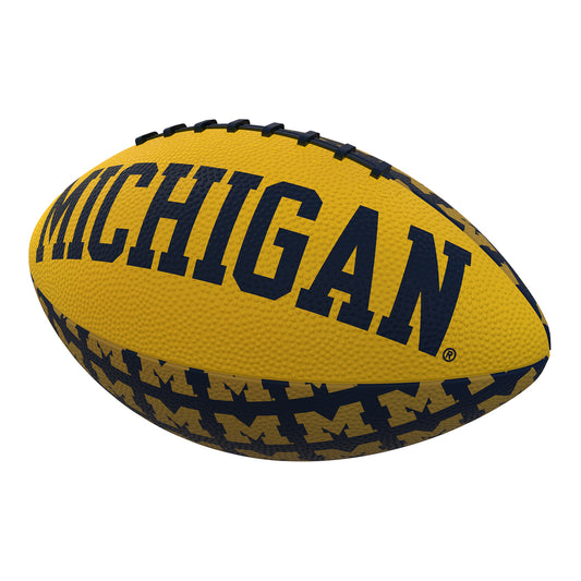 Michigan Wolverines Logo Brand Repeating Mini Football - Main View