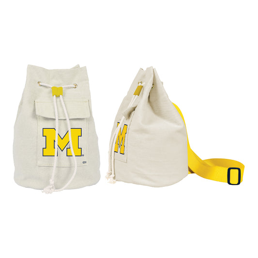 Michigan Wolverines Indigo Falls Canvas Bucket Sling - Multi View