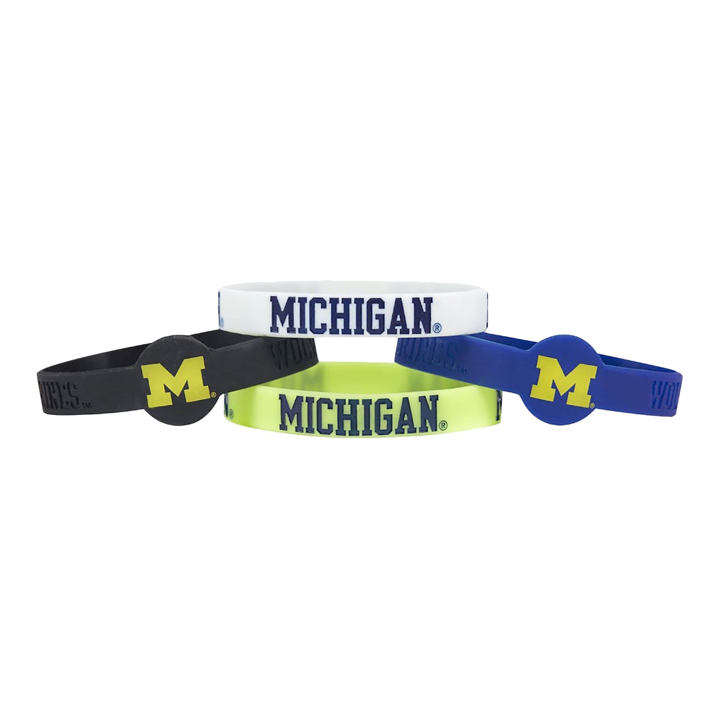 Michigan Wolverines 4PK Silicone Bracelets - Main View