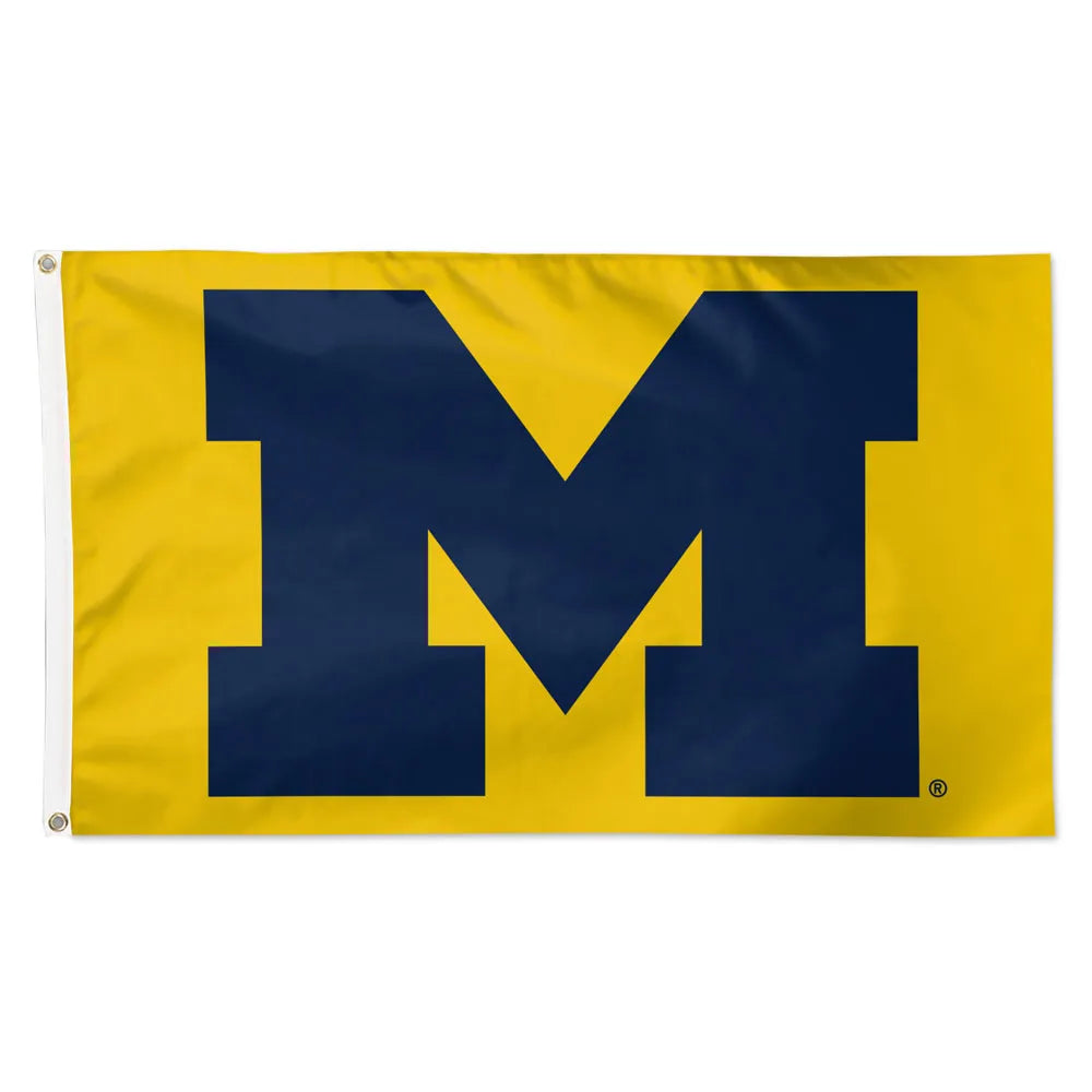 Michigan Wolverines Yellow Block M Flag - Front View